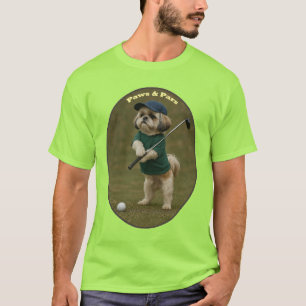T-shirt Chien Shih Tzu debout tenant un club de golf URM