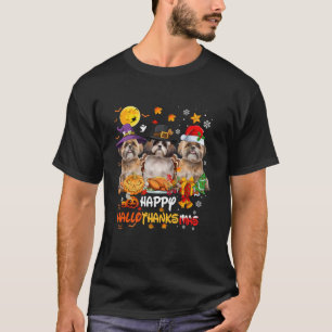 T-shirt Chien Shih Tzu Joyeux Halloween Thanksgiving Joyeu