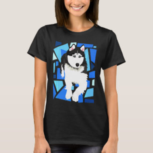T-shirt Chien Sibérien Husky Avec Yeux Bleus