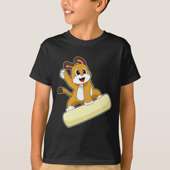 T-shirt Chien Snowboard Sports d'hiver (Devant)