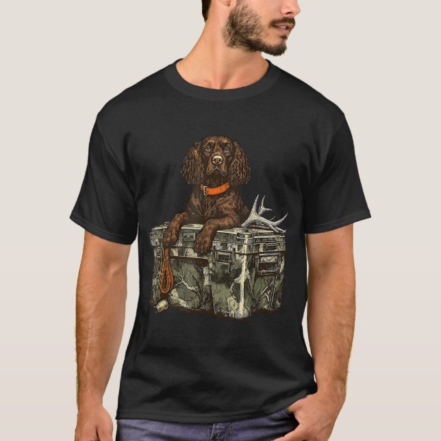 T-shirt Chien Spaniel Avec Cerf Antler (Devant)
