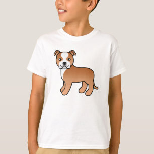 T-shirt Chien Staffordshire Bull Terrier Rouge Et Blanc