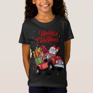 T-Shirt Chien-taureau français avec Père Noël en Chien-Cam