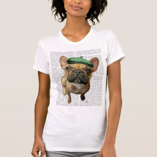T-shirt Chien-taureau français Brown avec Casquette vert 2