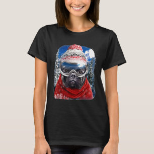 T-shirt Chien Taureau Français En Ski D'Hiver Snowboard Po
