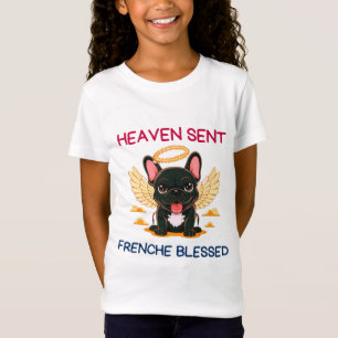 T-Shirt Chien-taureau Français Noir En Tant Qu'Anges Sur T