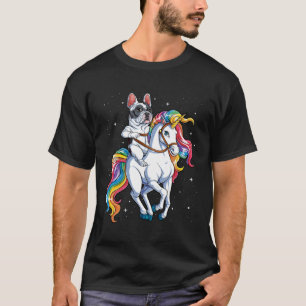 T-shirt Chien-taureaux français équitation Unicorn Girls R