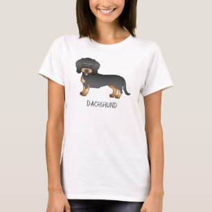T-shirt Chien Teckel à poil dur noir et feu avec texte