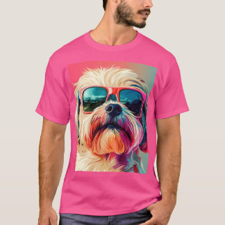 T-shirt Chien Terrier West Highland White cool avec lunett