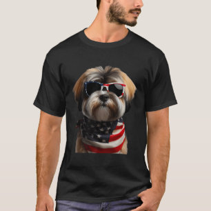 T-shirt Chien Tibétain 4 juillet Américain Indépendant
