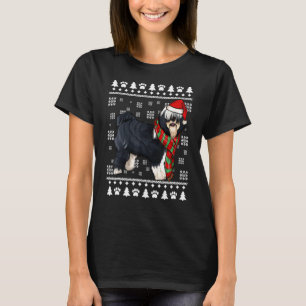 T-shirt Chien Tibétain Terrier Santa Hat Noël laid