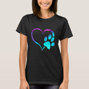 T-shirt Chien turquoise cyan bleu pourpre Chien empreinte