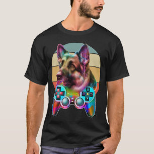 T-shirt chien vintage et console de jeux