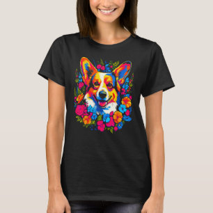 T-shirt Chien Welsh Corgi Fleur Mignonne