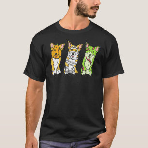 T-shirt Chien Welsh Corgi Mummy Citrouille Zombie Hallowee