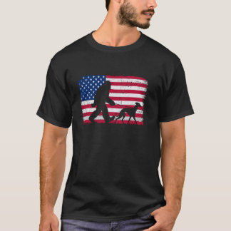 T-shirt Chien Whippet rétro 4 juillet porte-drapeau améric