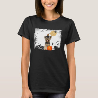 T-shirt Chien Yorkie Avec Costume Halloween Citrouille rac
