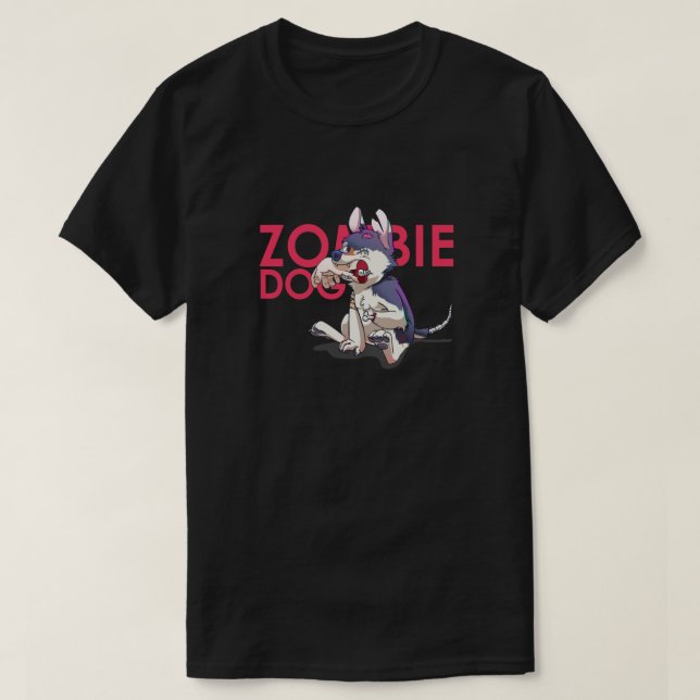 T-shirt Chien Zombie ajusté V-Cou (Design devant)