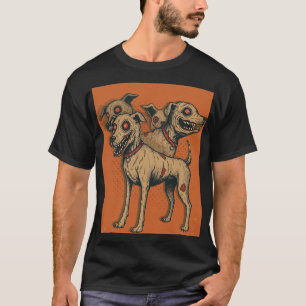 T-shirt Chien Zombie Hydre Multi-Tête Mort-Vivant Horreur