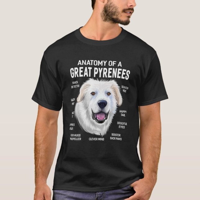 T-shirt Chiens 365 Anatomie D'Un Grand Chien Pyrénées Chie (Devant)
