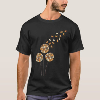 T-shirt Chiens Art de Pissenlit Chien Mignon Fleur