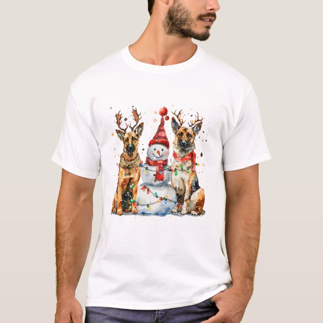 T-shirt Chiens bergers allemands de Noël (Devant)