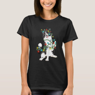 T-shirt Chiens Boider Collie Arbre Lumières de Noël Xmas P