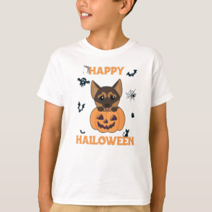 T-shirt Chiens Citrouilles bergers allemands heureux Hallo