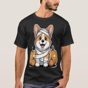 T-shirt Chiens Citrouilles Halloween Momie Corgi