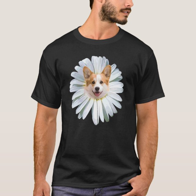 T-shirt Chiens Corgi Fleur Marguerite Mère Corgi Femme (Devant)