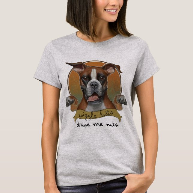 T-shirt Chiens de boxe - Boutons de wiggle me donnent des  (Devant)