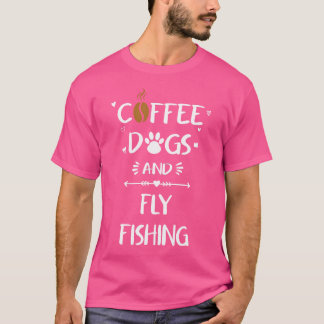 T-shirt Chiens de café et pêche à la mouche Canne à pêche