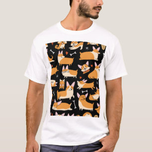 T-shirt Chiens De Corgi, Arrière - plan Sans Seamless.
