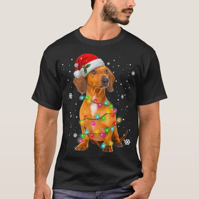 T-shirt Chiens de Dachshund Arbre Chandail de Noël Noël No (Devant)