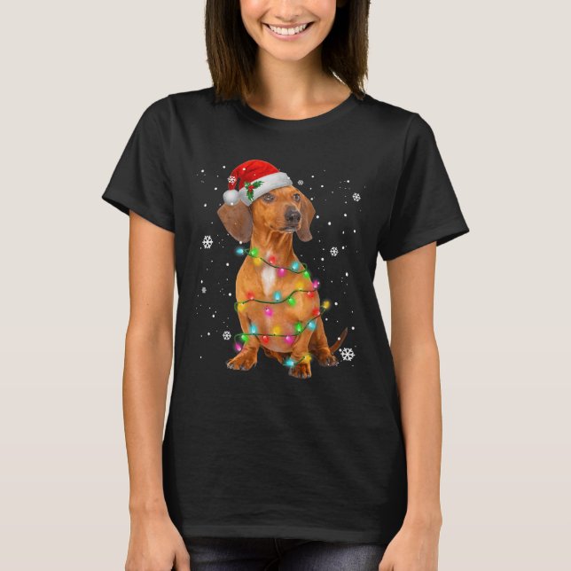 T-shirt Chiens de Dachshund Arbre Noël Chandail Noël Noël  (Devant)
