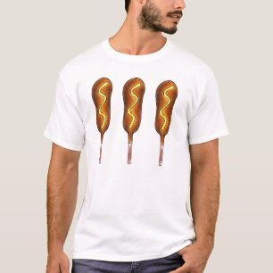 T-shirt Chiens de maïs chauds avec moutarde Frit Fair Food