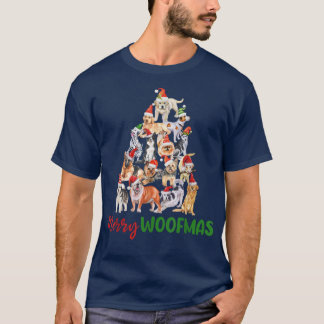 T-shirt Chiens de Noël Arbre Joyeux Woofmas Mignonne Noël