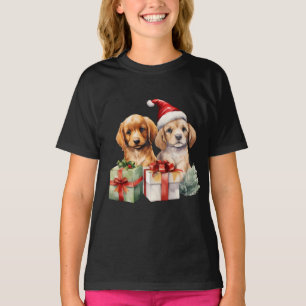 T-shirt Chiens De Noël Avec Cadeaux
