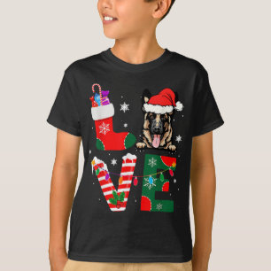 T-shirt Chiens de Noël de l'Amant berger allemand Père Noë