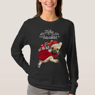 T-shirt Chiens De Noël Français Et Feliz Navidad
