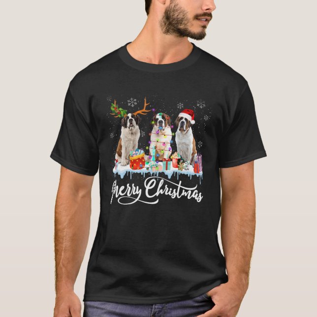 T-shirt Chiens de rennes légers de Noël Saint Bernard Père (Devant)
