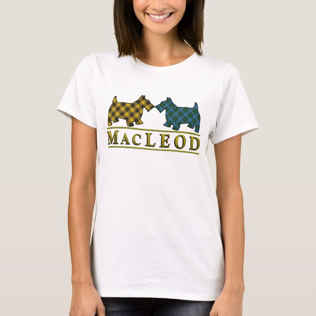 T-shirt Chiens de Scottie de tartan de MacLeod de clan (Devant)