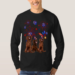T-shirt Chiens de Setter irlandais mignons Drapeau américa