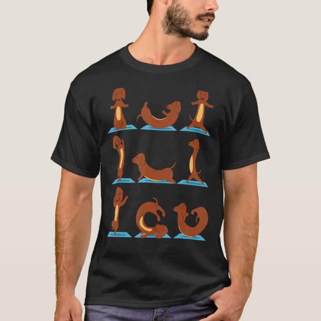 T-shirt Chiens de Weiner Yoga Asana Poses Maîtres de médit (Devant)