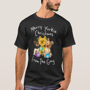 T-shirt Chiens De Yorkie Avec Ornement De Noël Pour Chien