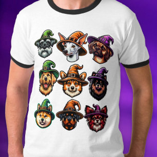 T-shirt Chiens d'Halloween portant une chemise Casquette s