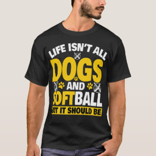 T-shirt Chiens Et Softball Drôle De Softball Manches Longu
