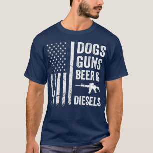 T-shirt CHIENS GUNS BIÈRE DIESELS Camion diesel Mécanique
