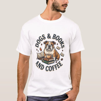 T-shirt Chiens Livres Café Bulldog Pile Tasse_1