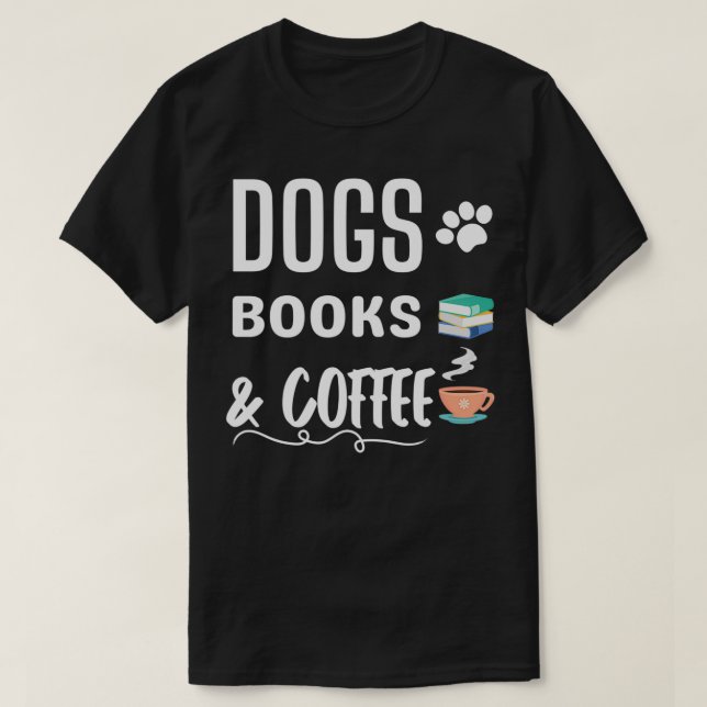 T-shirt Chiens Livres et café (2) (Design devant)